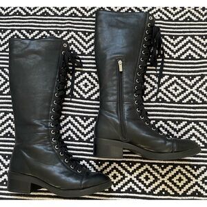Forever 21 Black Tall Lace Up Boots